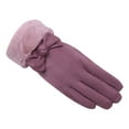 thumbnail image 1 of Winter Faux Leather Long Sleeve Thermal Cute Gloves for Women Cold Weather Purple Warm Thickened | Touchscreen Casual Outdoor Sports, 1 of 4