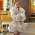 thumbnail image 1 of Winter Faux Leather Long Sleeve Thermal Jackets for Girls Gray Toddler Jacket Fall Infant Kids Fleece Collar Soild Warm Woolen Coats, 1 of 6