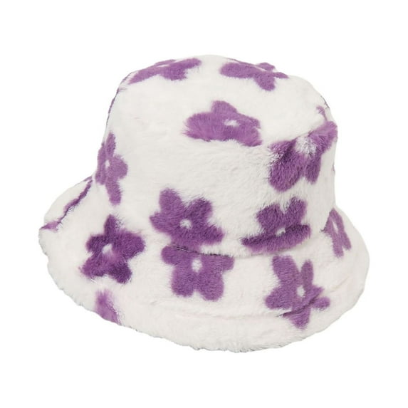Winter Faux Rabbit Hair Soft Plush Bucket Hat, Lovely Fisherman Cap, Fashion Outdoor Thick Warm Sun Cap for Women - style 3;