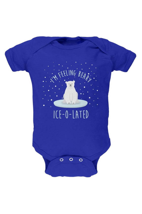 Winter Feeling Very Iceolated Isolated Polar Bear Pun Soft Baby One Piece Royal 0-3 M