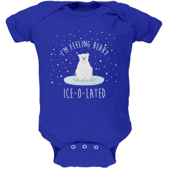 Winter Feeling Very Iceolated Isolated Polar Bear Pun Soft Baby One Piece Royal 3-6 M