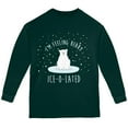 thumbnail image 1 of Winter Feeling Very Iceolated Isolated Polar Bear Pun Youth Long Sleeve T Shirt Forest Green YMD, 1 of 1