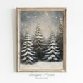 thumbnail image 1 of Winter Festive Tree Wall Art, Winter Festive Farmhouse Decor, Rustic Snowy Pine Forest, Poster, Stretched Canvas Size 8x12, 1 of 4