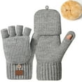 thumbnail image 1 of Winter Fingerless Gloves for Men Women - Solid Mittens Finger Wool Gloves with Flip,Warm Half Finger Knitted Cold Weather,Color:Light Gray, 1 of 8