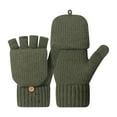 thumbnail image 1 of Winter Fingerless Wool Gloves, Knitted Thermal Convertible Mittens Flap Cover for Women and Men, Warm Winter Thermal Gloves, Open and Full Finger Gloves for Driving Working Typing(Green,7.1x3.1"), 1 of 9