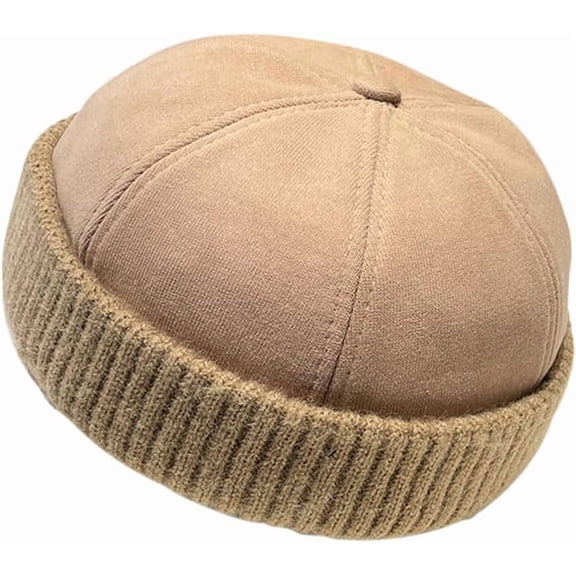 Winter Fisherman Beanie Hats Warm Knit Brimless Hat Retro Docker Cap Adjustable