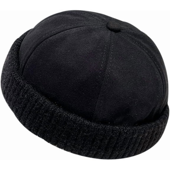 Winter Fisherman Beanie Hats Warm Knit Brimless Hat Retro Docker Cap Adjustable