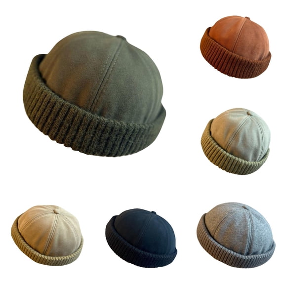 Winter Fisherman Hats Warm Knit Brimless Hat Cap Adjustable Bucket Hat