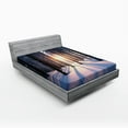 thumbnail image 1 of Ambesonne Forest Fitted Sheet, Sunset at Wintertime, Queen Size, Brown White, 1 of 2