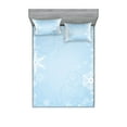 thumbnail image 1 of Winter Fitted Sheet & Pillow Sham Set, Abstract Christmas Themed Snowflake Pattern on the Soft Colored Backdrop Image, Decorative Printed 6 Piece Bedding Decor Set, Full, Pale Blue White, by Ambesonne, 1 of 3