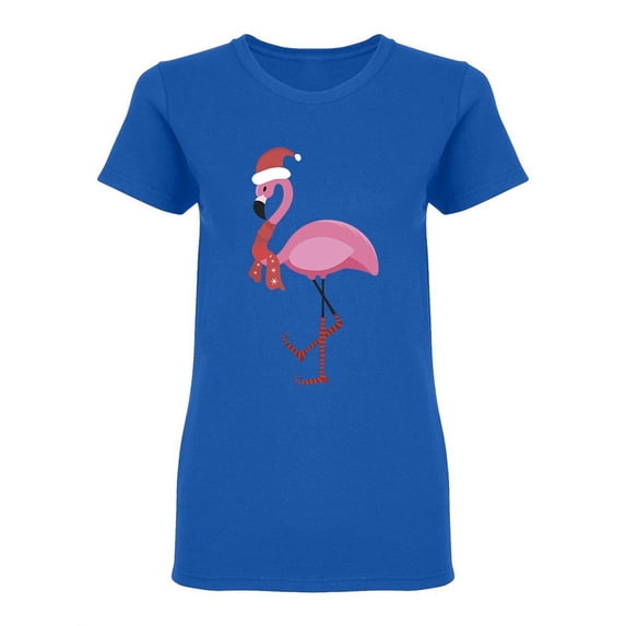 Winter Flamingo In Santa Hat Shaped T-Shirt Women -Image by Shutterstock, Female Medium