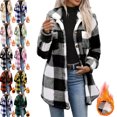 thumbnail image 1 of Winter Flannel Jacket for Women Fashionable Long Sleeve Button-up Fuzzy Coat with Pockets for Fall/Winter, 1 of 9