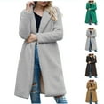 thumbnail image 1 of Winter Flannel Jackets for Womens Fashion Plus Size Solid Color Pocket Woollen Coat Recreational Long Sleeve, 1 of 7