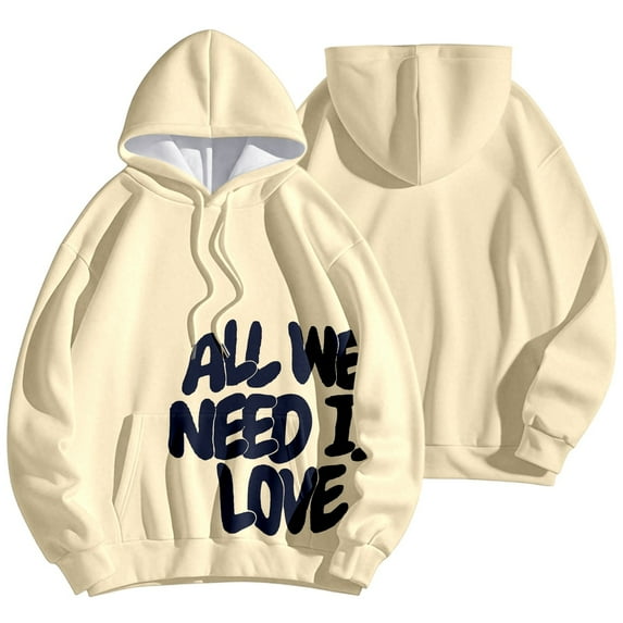 Winter Flannel Lined Hoodie for Daily Casual Warmth and Streetwear Vibe in Winter Wear Beige 2XL