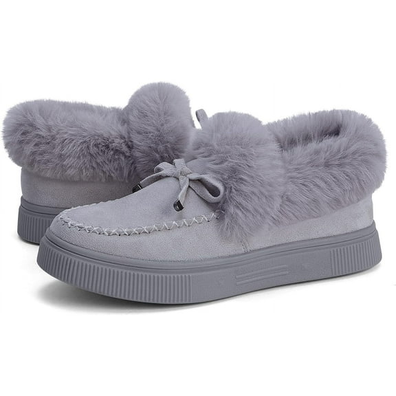 Winter Flat Boots Warm Durable Shoes Casual Fashion Fur Lining Ankle Snow Boots Loafer Flats Platform Thick Plush Shoes for Women