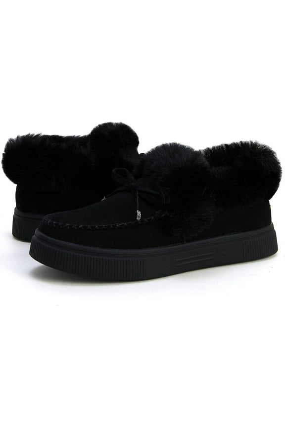Winter Flat Boots Warm Durable Shoes Casual Fashion Fur Lining Ankle Snow Boots Loafer Flats Platform Thick Plush Shoes for Women