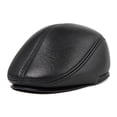 thumbnail image 1 of Winter Flat Caps Beret Men Black Warm Duckbill Hat Male Earflaps Thicker Genuine Leather Solid Classic Driving Cap ,Soft Feel, 1 of 5
