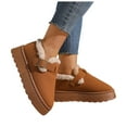 thumbnail image 1 of Winter Flat Shoes for Women Suede Fuzzy Warm Platform Low Top Booties Slippers Buckle Strap Casual Round Toe Slip on Walking Shoes Brown Size 8, 1 of 8