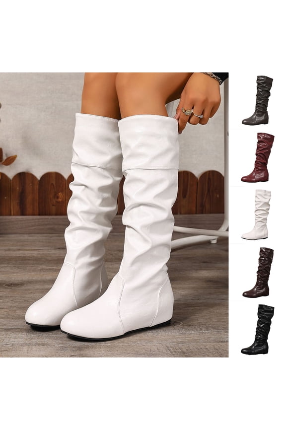 Winter Flat-Soled Knee-High Boots for Women, Slouchy Stylish Long Boots for Casual and Fashionable Outfits