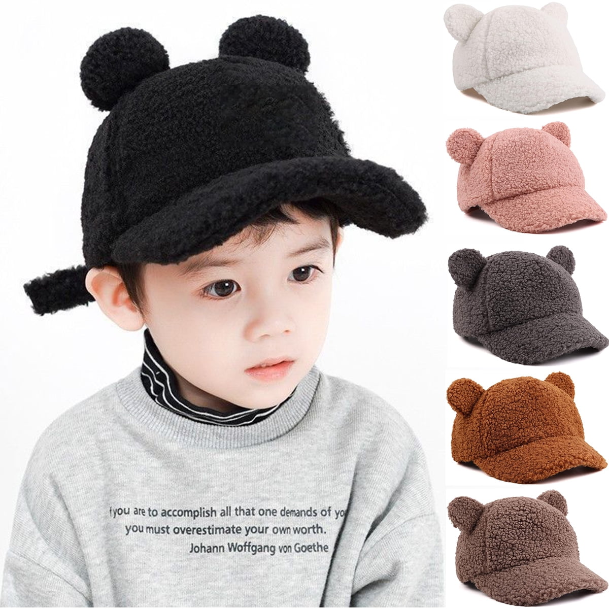 Winter Fleece Baseball Cap for Baby Girls Warm Toddler Boys Hat Cute