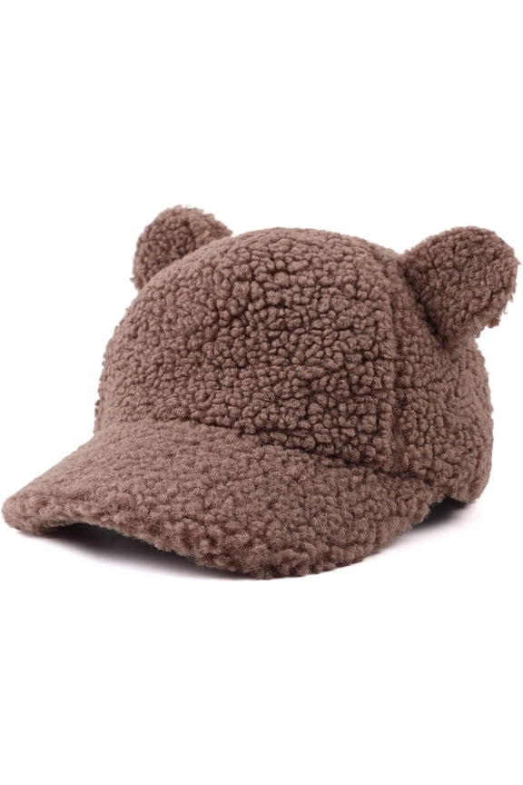 Winter Fleece Baseball Cap for Baby Girls Warm Toddler Boys Hat Cute Bear Ears Kids Baseball Hats