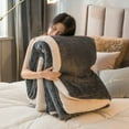 thumbnail image 1 of Winter Fleece Blankets Thick Warm Soft Sofa Blanket Bed Cover Home Luxury Solid Color Double Bed Bedspread Duvet Bedding, 1 of 6