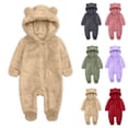 thumbnail image 1 of Winter Fleece Clothes Hooded Romper Snowsuit Baby Crawling Suit Long Jumpsuit Baby Jumpsuit Newborn Pajamas Red 3 Months, 1 of 5