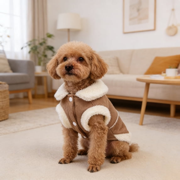 Winter Dog Vest, Warm Sherpa-Lined Coat with Bow & D-Ring for Small Dogs