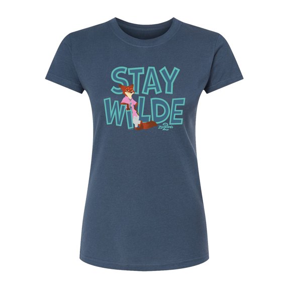 Zootopia 2 - Nick The Fox Stay Wilde - Juniors Fitted Short Sleeve Graphic T-Shirt
