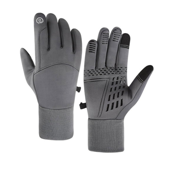 Winter Fleece Gloves for Men and Women, Touchscreen Anti-Slip Gloves for Skiing, Snowboarding, Cycling, and Outdoor Activities ( Gray )