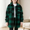 thumbnail image 1 of Winter Fleece Jacket for Girls Warm Thicken Coat Plaid Fuzzy Shacket with Pockets Cozy Thermal Outerwear New Fall Jackets for Toddler Baby Girl Waterproof Army Green 12-13 Years, 1 of 7