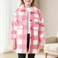 thumbnail image 1 of Winter Fleece Jacket for Girls Warm Thicken Coat Plaid Fuzzy Shacket with Pockets Cozy Thermal Outerwear New Long Sleeve Jackets for Girl Pinky 14-15 Years, 1 of 6