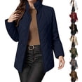 thumbnail image 1 of Winter Fleece Jackets for Women Casual Women's Warm Jacket Solid Long Sleeved Standing Collar Pocket Lightweight Quilted Jackets, Size S-2XL, 1 of 9