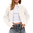 thumbnail image 1 of Winter Fleece Jackets for Women Womens Cropped Pea Coats Zip Up Short Casual Jackets Barn Fall Outerwear With Pockets, Size S-2XL, 1 of 9