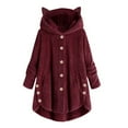 thumbnail image 1 of Winter Fleece Jackets for Women with Hood Cat Ear Plus Size Sherpa Hoodies Coat Warm Button Down Fuzzy Outwear Tops Ladies Clothes, 1 of 5