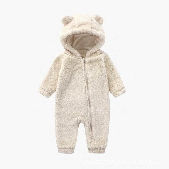 Winter Fleece Jumpsuits Long Sleeve Zip Up Animal Style Romper Halloween Sleepwear Winter Clothes for Dress Up Party 12-18 Months