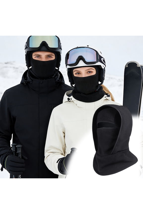 Winter Fleece Lined Face Mask Neck Integrated Headband, Full Cover Windproof, Breathable Sweat-Wicking, Ergonomic Elastic Mask for Skiing, Snowboarding, Hiking, Running, Commutes