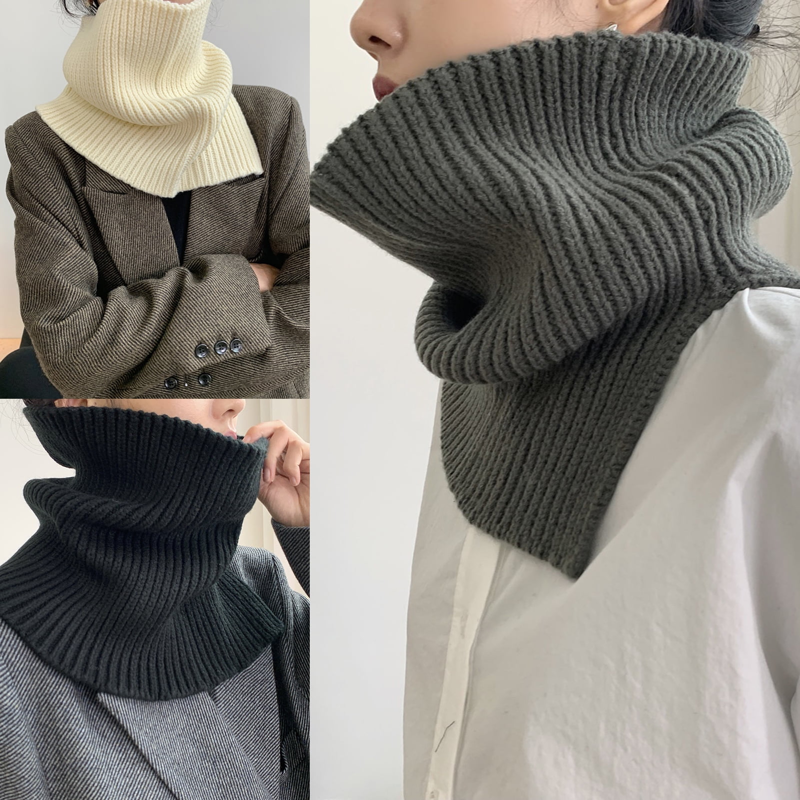 Winter Fleece Lined Knitted Neck Warmer Scarf, 2 or 1 Pack Winter Fleece Lined Knitted Neck Warmer Scarf, 2 or 1 Pack