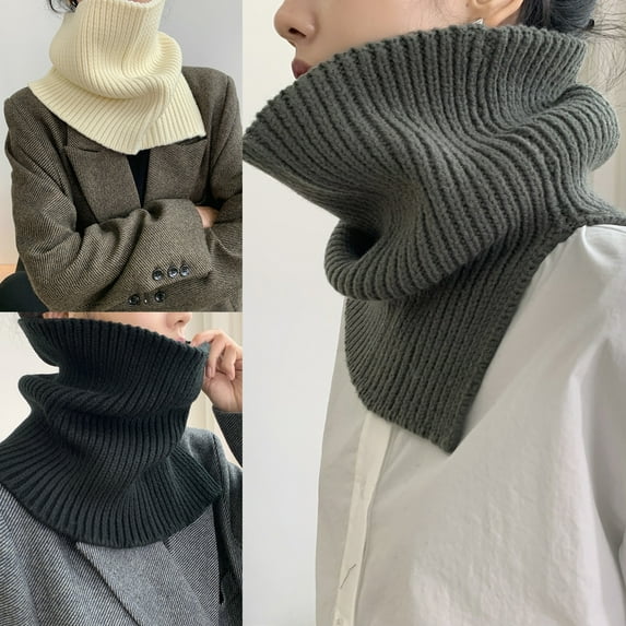 Winter Fleece Lined Knitted Neck Warmer Scarf, 2 or 1 Pack Neck Gaiter for Women Mens