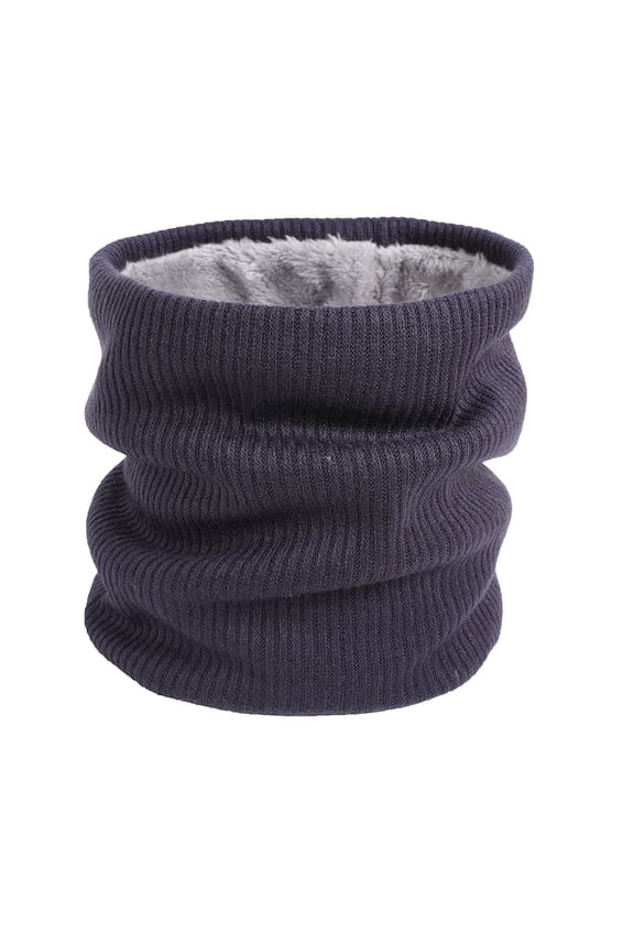Winter Fleece Lined Knitted Neck Warmer Scarf, Double-Layer Neck Gaiter for Women Mens