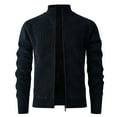 thumbnail image 1 of Winter Fleece Lined Sweater Cardigan Long Sleeve Thermal Zipper Casual Sweaters Slim Fit Stand Collar Coat XXL, Navy, 1 of 6