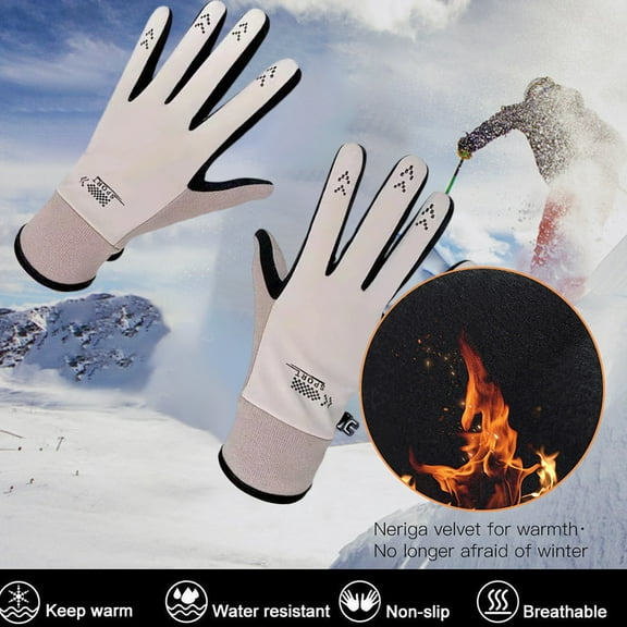 Winter Fleece Lined Thermal Gloves, Warm Touchscreen Outdoor Sports Gloves for Cycling, Driving, Skiing, Cold Weather Protection, Unisex Thick Gloves