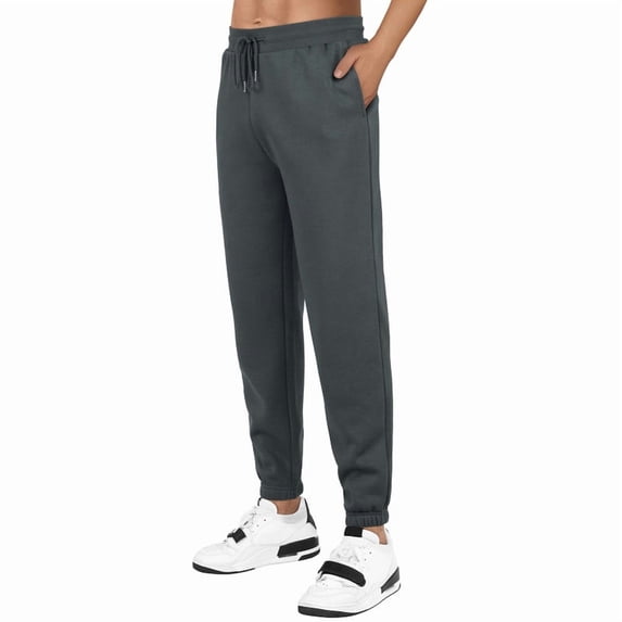 Winter Fleece Men's Athletic Joggers with Pocket, Drawstring, and Elastic Bottom Warm Sweatpants for Men