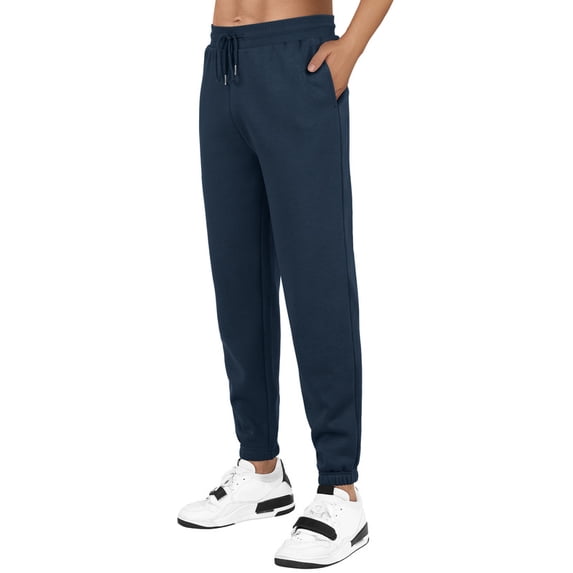 Winter Fleece Men's Athletic Joggers with Pocket, Drawstring, and Elastic Bottom Warm Sweatpants for Men