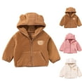 thumbnail image 1 of Winter Fleece Padded Jacket for Boys Girls Toddler 6Mouth-6Years Unisex Children Kids Long Sleeve Hooded Full Zipper Warm Jacket Coat Brown 4 Years, 1 of 10