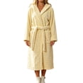thumbnail image 1 of Winter Fleece Robe for Women Comfy Absorbent Wrap Bathrobe with Belt Loose Long Sleeve Hooded Pocket Long Bathrobe, 1 of 6