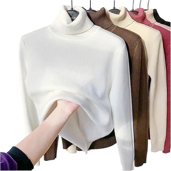 Winter Fleece Thick Knitted Bottoming Shirt 2025 New Soft Sweater Turtle Neck Sweaters for Women Trendy Cozy Warm Long Sleeve
