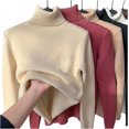 thumbnail image 1 of Winter Fleece Thick Knitted Bottoming Shirt 2025 New Soft Sweater Turtle Neck Sweaters for Women Trendy Cozy Warm Long Sleeve, 1 of 5