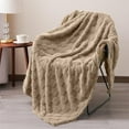 thumbnail image 1 of Winter Fleece Throw Blanket 39x28 Inches, Soft Plush Thermal Blanket for Sofa Bed, Lightweight Warm Cover for All Seasons, Khaki, Machine Washable, 1 of 7