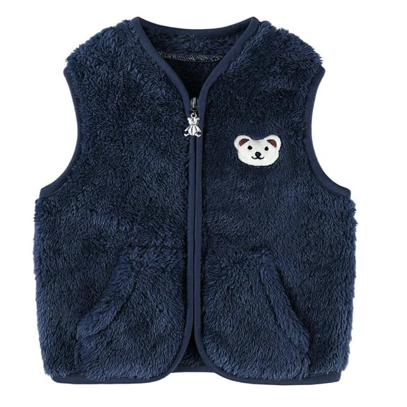 Winter Vest Jacket for Kids Boys Girls Baby Vest Zip Up Cute Bear Jackets Fuzzy Fall Warm Clothes Toddler Outerwear Coat 12-18 Months